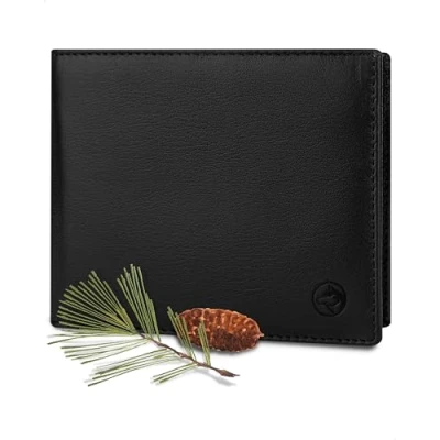 Abbildung von Wolfstrøm Geldbörse Herren Leder &#039;Nørge XL&#039; Tri Fold Portemonnaie RFID Blocker 8 Karten Fach, Ausweis 2X Großes Zusatzfach, Scheinfach, Kleingeldfach Classic Black