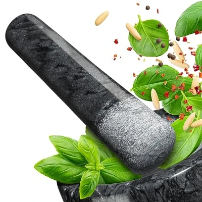 Abbildung von madeco Ersatzstößel Marmor 16 cm Steinstößel schwarz poliert Stößel für Mörser einzeln (ohne Mörser) Gewürze, Kräuter, Nüsse mahlen