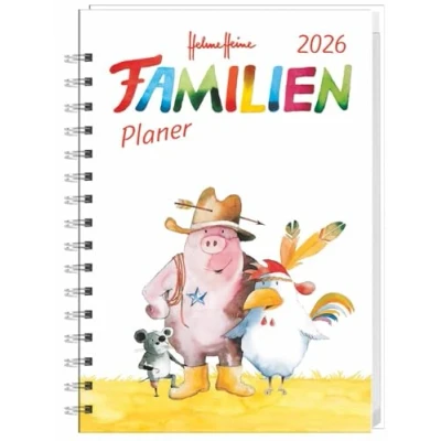 Abbildung von Helme Heine: Familienplaner Buch A5 2026: Familienkalender mit 5 Spalten. Liebevoll illustrierter Kalender Einstecktasche und Schulferien. ... 160 Seiten. (Helme Heine Heye)