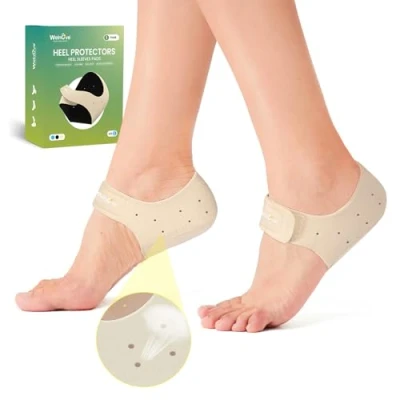 Abbildung von Fersenschutz für Plantarfasziitis bei Fersenschmerzen Welnove Fersenschalen Fersen, Sporen, Schmerzlinderung, Ferseneinlagen Achillessehnenentzündung, trockene, rissige Fersenstützkissen