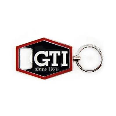 Abbildung von BRISA VW Collection Volkswagen Schlüssel Anhänger Ring Schlüsselbund Accessoire Keyholder mit Bier Flaschen Öffner im GTI Design (Sechseck/Schwarz)