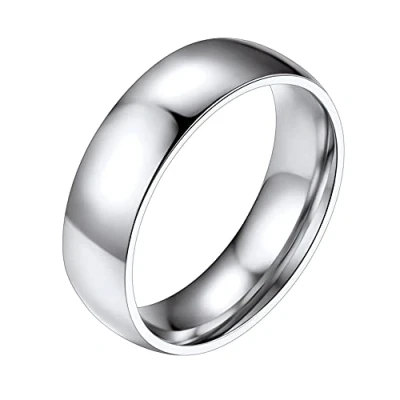 Abbildung von PROSTEEL Trauring Verlobungsring für Männer Edelstahl Herren hochglanzpoliert Bandring Größe 64 einfach 6mm breit Modeschmuck Accessoire Partnerschaft Freundschaft