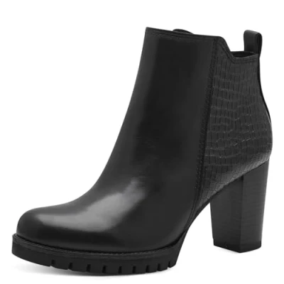 Abbildung von MARCO TOZZI Damen Stiefeletten mit Absatz Lederanteil Elegant, Schwarz (Black Comb), 38 EU