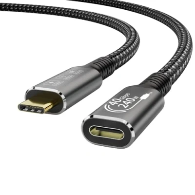 Abbildung von YIWENTEC USB4 8K 0.8M Cable Thunderbolt 4 Compatible USB Type C Male to Female Extension Ultra HD @ 60Hz 100W Charging 40Gbps Data Transfer with External SSD eGPU Docking