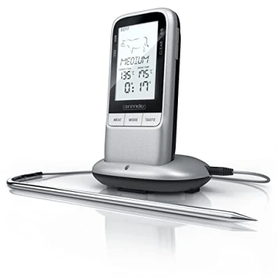 Abbildung von Arendo Digitales Grillthermometer Bratenthermometer Kabellos Funk Fleischthermometer Ofenthermometer mit Timer Kerntemperatur bis 250C BBQ Steak Grill Meat