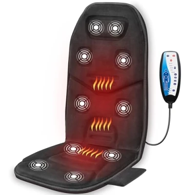 Abbildung von COMFIER Massagesitzauflage mit Wärme 10 Vibrationsmotoren, Rückenmassagegerät für Stühle, Massageauflage Rücken, Geschenke Männer/Frauen/Mama/Papa