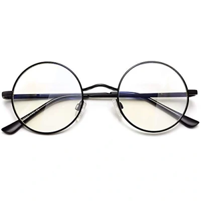 Abbildung von Joopin Runde Blaulichtbrille Damen und Blaulichtfilter Brille Herren Computerbrille Blaufilter Gaming Rund Bluelight Filter PC mit Metallrahmen (Schwarz)