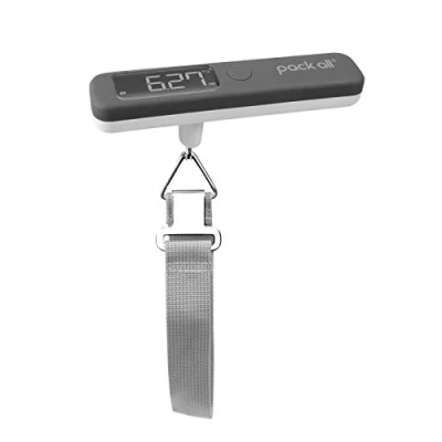 Abbildung von pack all 50kg Kofferwaage, digitale Gepäckwaage, Luggage Scale mit hintergrundbeleuchtetem LCD Display, inkl. Batterie(Grau)