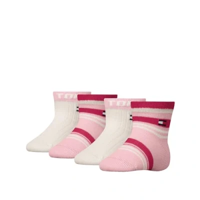 Abbildung von Tommy Hilfiger BABY Stripe Unisex 4 PACK Socken für Kinder, Größe: 15 18, Pink