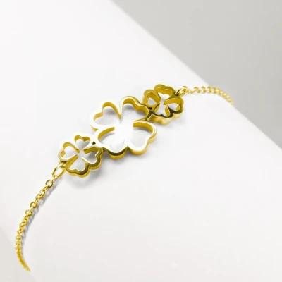 Abbildung von Ponytail&amp;Co Armband 6 Kleeblätter Gold 17+5cm
