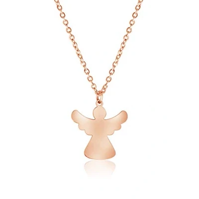 Abbildung von Nuoli® Schutzengel Kette Rosegold Damen (45 + 5cm verstellbar) Halskette mit Engel Anhänger für Frauen &amp; Mädchen, aus poliertem Edelstahl
