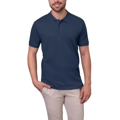Abbildung von HRM Herren Luxury Stretch Polo, Navy, Gr. 2XL I Premium Polo Shirt aus 95% Baumwolle &amp; 5% Elasthan Basic Polohemd bis 40C waschbar Hochwertige nachhaltige Bekleidung