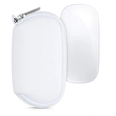 Abbildung von kwmobile Hülle kompatibel mit Apple Magic Mouse 1/2 Neopren für PC Schutzhülle Computer Maus Tasche Weiß