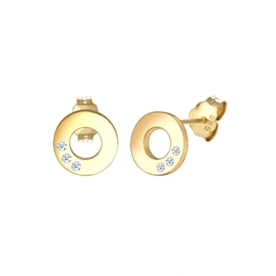 Abbildung von Elli DIAMONDS Ohrringe Damen Ohrstecker Kreis Geo Elegant mit Diamant (0.03 ct.) in 585 Gelbgold