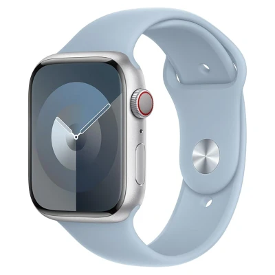Abbildung von Apple Watch Armband Original Silikon und TPU (weich) Hellblau Geeignet für Series 1 bis 9 / SE (38/40/41 mm) 10 (42