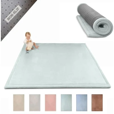 Abbildung von Wolkenweiche Spielmatte Baby 200x150x2,5cm, grün Kinderzimmer Teppich mit hochwertigem Memory Schaum Krabbelmatte Rutschfester Unterseite Krabbeldecke Baby, Kinderteppich, Tatami Matte