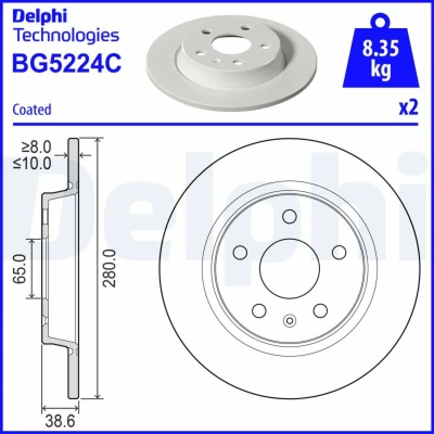 Abbildung von Bremsscheibe DELPHI BG5224C