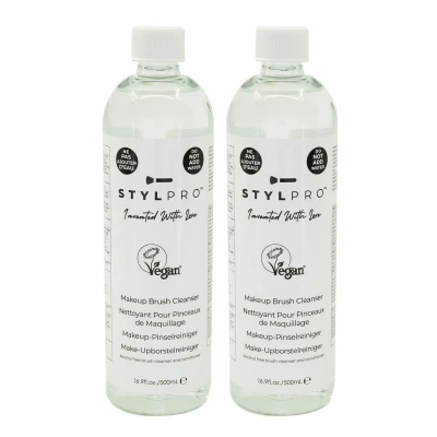 Abbildung von Stylpro Vegan Makeup Brush Cleanser AND CONDITIONER, 2X PACK. Makeupaccessoires, Größe: 1000 ml, Transparant