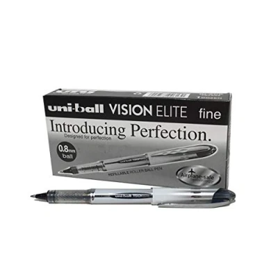Abbildung von Uni Ball UB200 Vision Elite Tintenroller 0,8 mm Spitze 0,6 Strichbreite 12 Stück schwarz