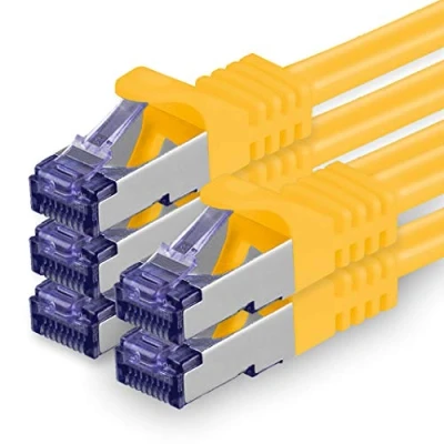 Abbildung von 1aTTack.de Cat.7 Netzwerkkabel 1m Gelb 5 Stück Cat7 Patchkabel (SFTP/PIMF/LSZH) Rohkabel 10 Gb/s mit Rj 45 Stecker Cat.6a x 1 Meter