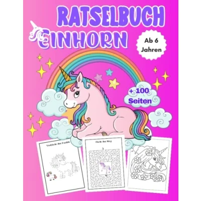 Abbildung von Einhorn Rätselbuch ab 6 Jahre: XXL Vorschule Übungshefte Mädchen mit Lösungen Rätsel und Malbuch Labyrinthe Fehler finden Punkte Verbinden Sudoku u.v.m