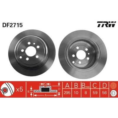 Abbildung von TRW DF2715 Bremsscheibe 295 10 5 98 voll lackiert