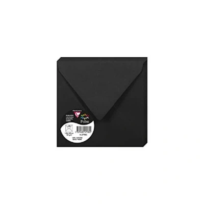 Abbildung von Clairefontaine 5798C Packung mit 20 Umschläge Pollen, viereckig 14x14cm, 120g, Schwarz, ideal für Ihre Einladungen und Korrespondenz, 1 Pack