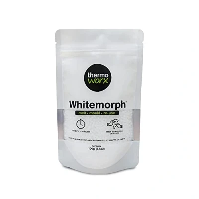Abbildung von Thermoworx Whitemorph, weiß, 100 g Handformbarer Biokunststoff zum Schmelzen, Schimmel und Wiederverwendung