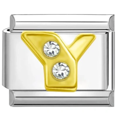 Abbildung von Quiges 9mm Italian Style Charm Modell Edelstahl Alphabet Buchstaben Y für Italien Armbänder