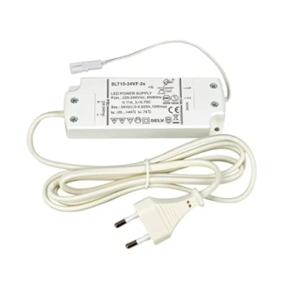 Abbildung von LED Trafo 24V 15W SELF SLT15 24VF 2 mit Zuleitung und Mini Buchse Konstantspannung DC 0,5 15 Watt 0,625A Konverter Transformator Driver