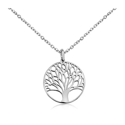 Abbildung von Nuoli® Damen Kette Lebensbaum Rosegold (45 + 5cm verstellbar) Hals mit Baum des Lebens Anhänger, aus poliertem Edelstahl