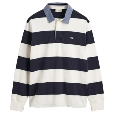 Abbildung von GANT Chambray Stripe Heavy Rugger Langarmshirt, Herren, Größe: 4XL, Eggshell