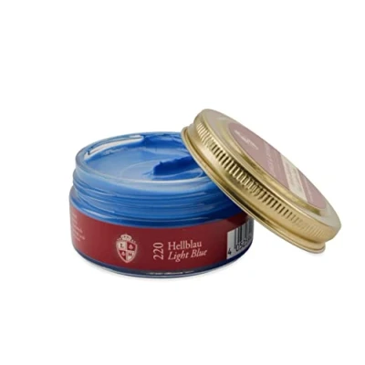 Abbildung von Langer &amp; Messmer feinste Ledercreme zur Glattlederpflege hochwertige Schuhcreme Für die Schuhpflege 50ml alle Glattlederschuhe geeignet Hellblau