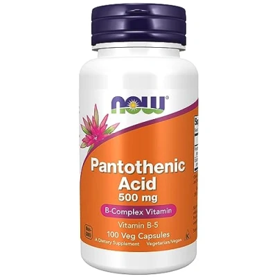 Abbildung von Now Foods, Pantothenic Acid (Pantothensäure), 500mg, 100 vegane Kapseln, Laborgeprüft, Vitamin B5, Hochdosiert, Glutenfrei, Sojafrei, Vegetarisch