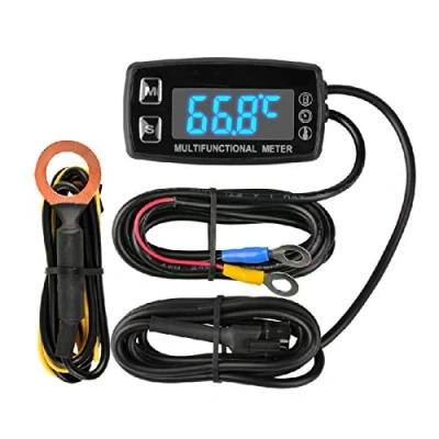 Abbildung von Runleader Digital LED Motorstundenzähler, Drehzahl und Temperaturanzeige, Wartungserinnerung, externer Betrieb für Rasenmähergenerator Dirtbike Paramotor Außenbordmotor Marinekompressor