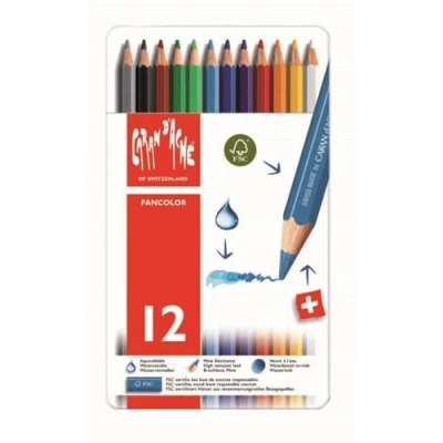 Abbildung von CARAN d&#039;ACHE FANCOLOR Aquarelle Kinder Buntstifte in Metallbox 12 Stück