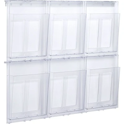 Abbildung von helit H6812002 Prospekthalter Wandset Placativ, 6 Taschen, DIN A4, hoch, glasklar