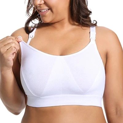 Abbildung von Gratlin Damen Stütz Sport Still BH Große Brüste Baumwolle Racerback Schwangerschafts BHS Weiss XXL