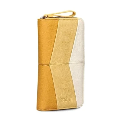Abbildung von Zwei Damen Geldbörse JANA J2 Wallet 20 x 11 cm hochwertiges Kunstleder im Tricolor Design, Portemonnaie mit 12 Kartenfächern, Münzfach, Sichtfach für Ausweise, umlaufenden Reißverschluss (Sunny)