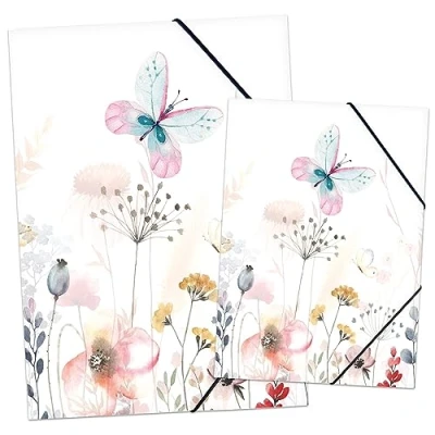Abbildung von itenga Set Zeichenmappe DIN A3 und Sammelmappe A4 mit Motiv Gummizugmappe für Kinder Jugendliche Schüler Mädchen Jungen (Set Schmetterling)