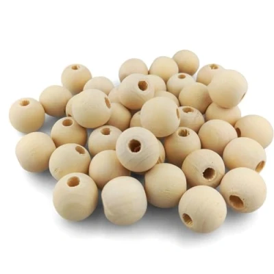 Abbildung von Netuno 40 Stück Holzkugeln mit Loch 20 mm natürliche runde Bastelperlen großem zum Basteln Auffädeln Holz Perlen für DIY Schmuck Makramee Deko Kugeln aus
