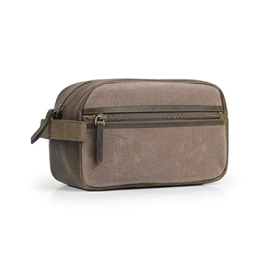 Abbildung von Londo Echtleder Reisetasche, Kulturtasche, Kosmetiktasche, Waschtasche Unisex (Olive)