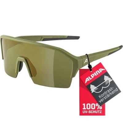 Abbildung von ALPINA RAM HR Q LITE Verspiegelte, Kontrastverstärkende &amp; Beschlagfreie Sonnenbrille Mit 100% UV Schutz Für Erwachsene, olive matt, One Size