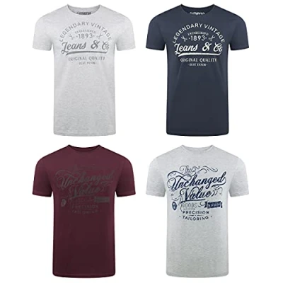 Abbildung von riverso Herren T Shirt Rundhals RIVLeon 4er Pack O Neck Kurzarm Print Tee 100% Baumwolle Regular Fit Grün Blau Weiß Grau Rot Orange XXL, Größe:XXL, Farbe:Farbmix 3