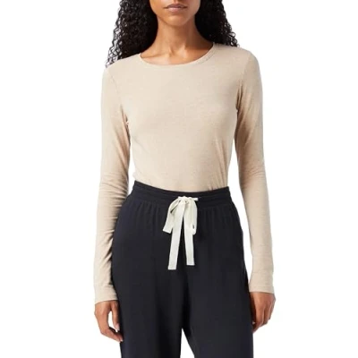 Abbildung von Amazon Essentials Damen Langärmeliges T Shirt mit Rundhalsausschnitt, Klassischer Schnitt (Erhältlich in Übergröße), Bräunen Heide, S