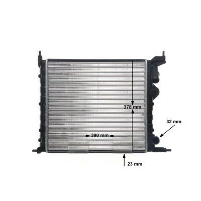 Abbildung von MAHLE ORIGINAL CR 488 000S Kühler, Motorkühlung für Fahrzeuge ohne Klimaanlage 390 377 23 Kühlrippen mechanisch gefügt RENAULT: CLIO 1