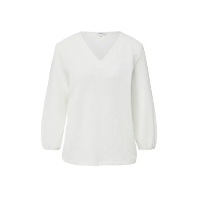 Abbildung von s.Oliver À COL EN V ET Manches 3/4 Langarmshirt, Damen, Größe: 34, Ecru