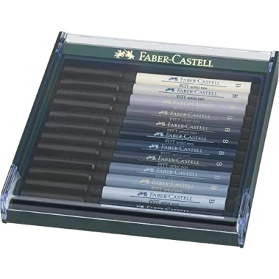 Abbildung von FABER CASTELL 267423 Tuschezeichner Pitt Artist Pen brush, 12 er Packung, Grautöne