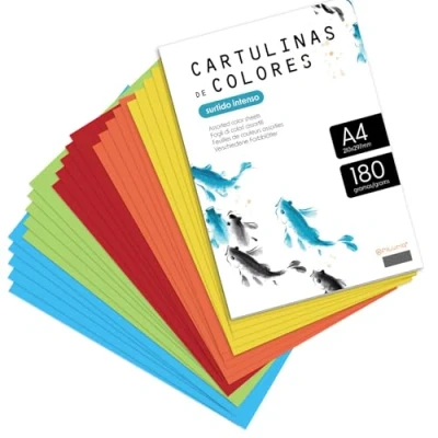 Abbildung von Buntpapier, Buntkarton A4 in Pastellfarben, farbige Blätter 180 g für Bastelarbeiten, Drucken von Dokumenten und kreativen Designs, · m office (x10, Intensives Sortiment)