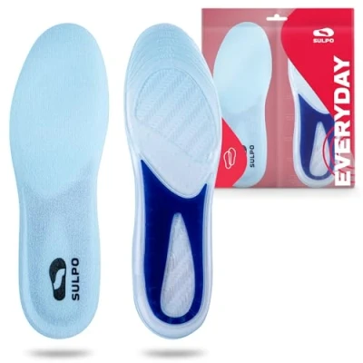 Abbildung von SULPO Gel Einlegesohlen für Arbeitsschuhe dünne Einlagen Alltag Sportschuhe Sohlen Silikon Stoßdämpfende Schuheinlagen Damen Herren Größe L 41 48